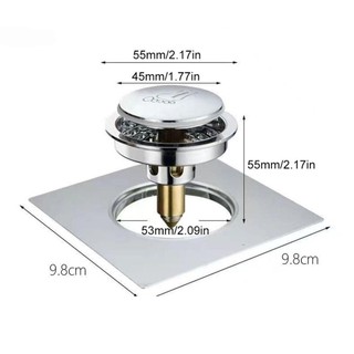 JKDESIGN Loại Press-Type Thoát nước sàn, Loại bàn đạp bằng thép không gỉ Vòi hoa sen Chân thoát nước, Vuông bền bật lên Bounce Bộ lọc sàn thoát nước chống mùi hôi
