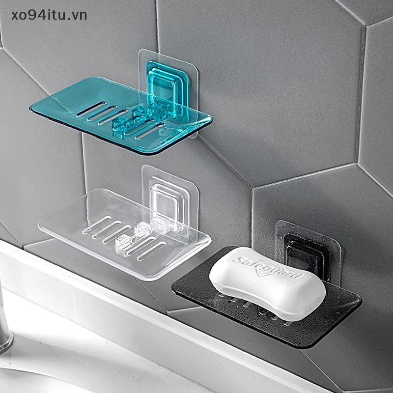 Xoitu Hộp đựng xà phòng thoát nước trong suốt không đục lỗ và dán Giá đỡ xà phòng treo tường Phòng tắm Hộp đựng xà phòng bằng nhựa Đĩa xà phòng VN
