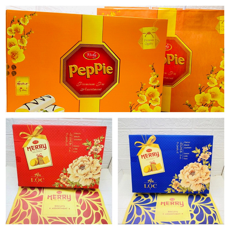Bánh Quy Merry Peppie Richy Bách Phúc Đỏ Hộp Giấy 420g (kèm túi xách ...
