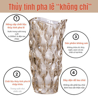 Bình Hoa Pha Lê Bohemia IKEA MAMA Cao Cấp, Thủy Tinh Thủ Công, Tinh Tế, Sang Trọng, Cao 24cm
