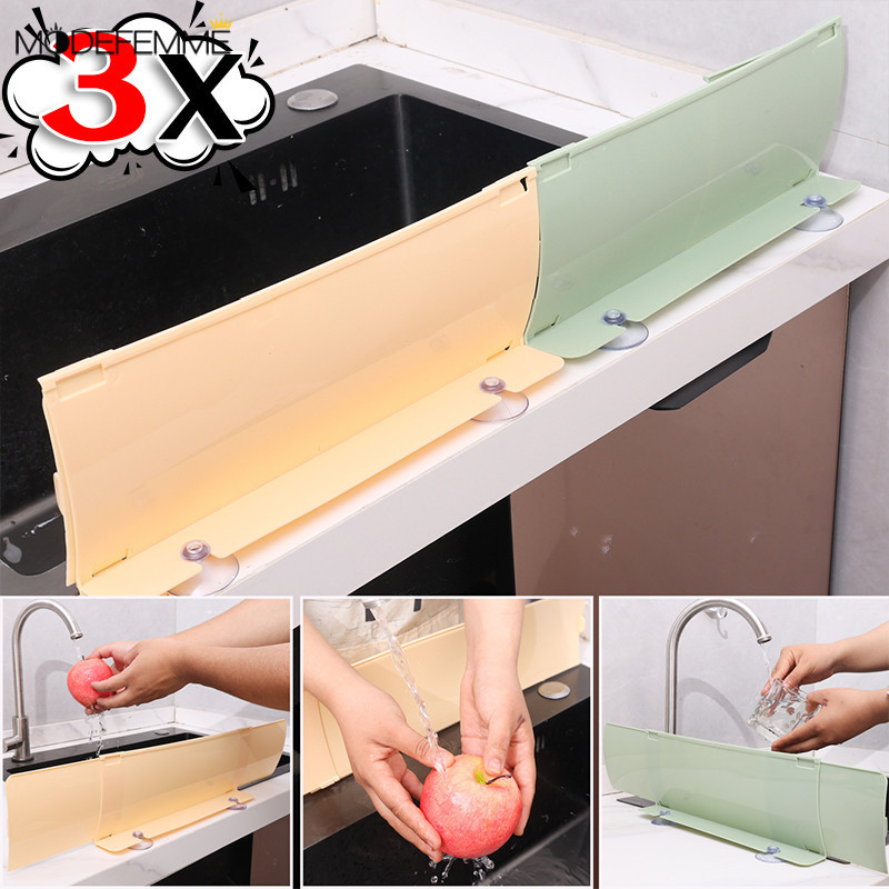 [H & L] Tấm bảo vệ nước bồn rửa có thể điều chỉnh 1 / 2 / 3 chiếc, Tấm bảo vệ phun nước PP được nâng cấp với 6 cốc hút, Rào chắn rửa chén để bảo vệ đồ ăn và mặt bàn