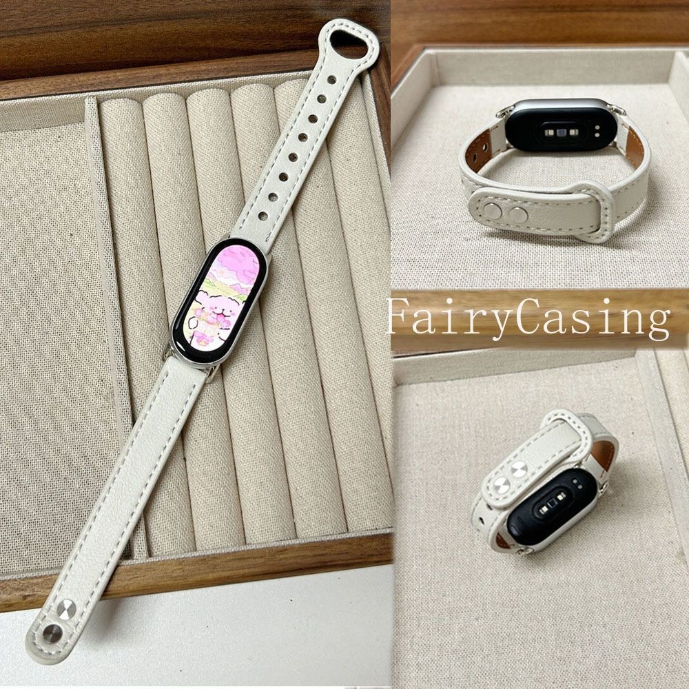 Dây Da PU Thời Trang Cho Xiaomi MiBand 10 9 8 Nfc Slim Band Cho Miband 6 5 4 3 Thay Thế Dây Đeo Tay Phụ Kiện
