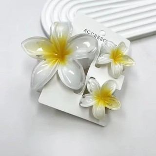 Kẹp tóc hoa plumeria acrylic - Set 3 cái, phù hợp đi biển