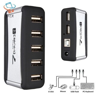 [DTA] USB 7 cổng HUB chạy bằng cáp chuyển đổi AC Tốc độ cao Phích cắm EU / US cho PC Laptop VN