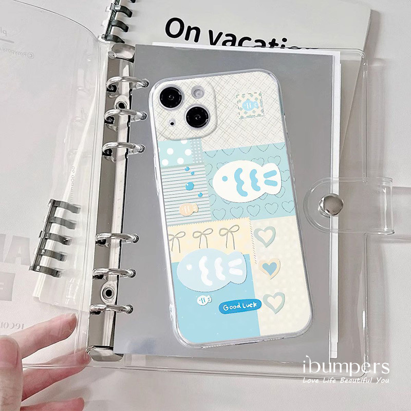 ibumpers Ốp Điện Thoại iPhone Họa Tiết Cá Dễ Thương Đẹp Cho IPhone 16 15 14 12 13 11 Pro Max IP 7 8 Plus X XS XR Mỏng Ốp Lưng Trong Suốt TPU Silicon Mềm Chống Sốc