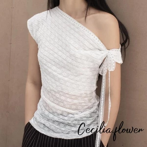 Nữ áo sơ mi tay ngắn mùa hè, phong cách Ulzzang với màu trơn và họa tiết hoa, form slim fit