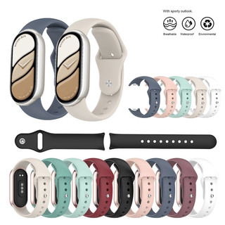 Dành Cho Xiaomi Miband 10 Dây Đeo Silicon Thể Thao Tương Thích Cho mi Band 10 NFC 9 8 Kim Loại Adapter Dây Đồng Hồ