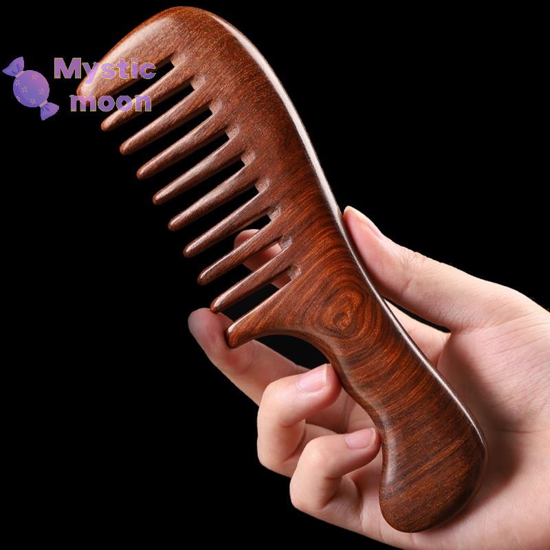 [Huyền bí] Lược chải tóc bằng gỗ đàn hương tự nhiên Máy mát xa Lược gỗ chống tĩnh điện Răng rộng dài Detangle Lược gỗ đàn hương Chăm sóc tóc Quà tặng gia đình [Mới]