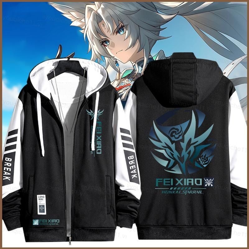 Siy7 Honkai Star Rail Feixiao áo khoác dây kéo Áo khoác cardigan áo len Unisex dài tay Top Cosplay