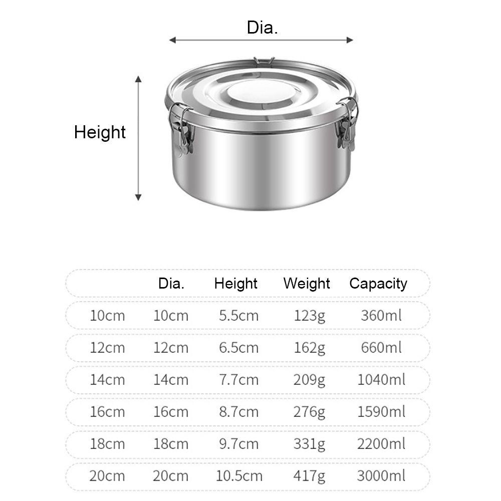 Hộp Cơm Trưa AWNGD, Hộp Đựng Thực Phẩm Tròn Kín, Trái Cây Rau Quả Thép Không Gỉ 304 Hộp Giữ Tươi Chống Rò Rỉ Đi Lại