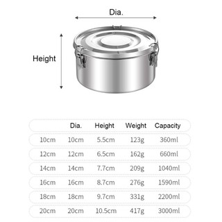 Hộp Cơm Trưa HABITATCO, Hộp Đựng Thực Phẩm Inox 304 Tròn, Hộp Bảo Quản Tươi Chống Rò Rỉ Dung Tích Lớn Đi Học