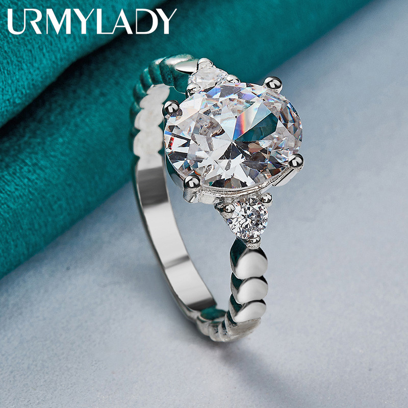 URMYLADY Bạc 925 Prong Set Zircon 7-10 # Nhẫn Nữ Cưới Thời Trang Quyến Rũ Trang Sức