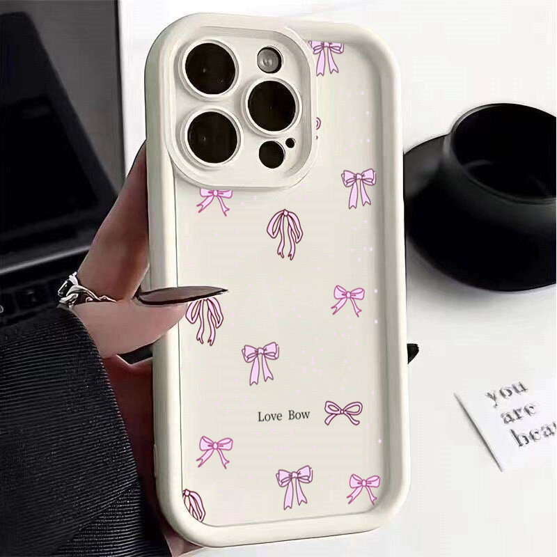 Ốp Nơ Màu Hồng Dễ Thương Dành Cho Samsung Galaxy M34 M31 M51 M30S M23 M20 M11 M15 J4 J6 Plus J8 A10 A01 A02 S20 Ultra Cover Họa Tiết Silicon Mềm Bảo Vệ Camera Hoạt Hình
