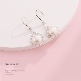 Hoa Tai Ngọc Trai Nước Ngọt Bạc S925 Nữ Hoa Tai Kim Cương Mosan Nữ Quà Tặng
