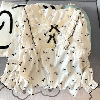 60-125kg Bộ Đồ Ngủ Kích Thước Lớn Nữ Mặc Ngoài Loungewear Mùa Hè Bộ Đồ Ngủ Dài Tay Bộ Hai Mảnh Plus Phiên Bản Béo Cloud Cotton Phong Cách Công Chúa Mỏng Phong Cách Mùa Xuân Thu Quần Hoa Rời Bộ Đồ Ngủ Kích Thước Lớn