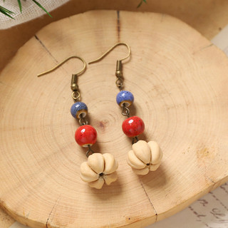 Retro Handmade Thực Vật Bông Tai Trái Cây Văn Học Phong Cách Dân Tộc Truyền Thống Trung Quốc Y Học Trái Cây Khô Niche Sáng Tạo