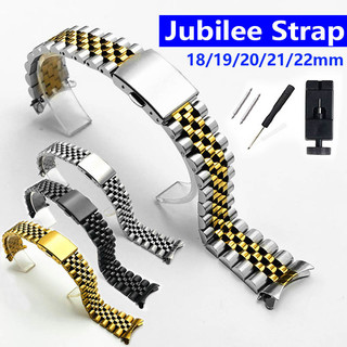 Dây đeo đồng hồ bằng thép không gỉ Jubilee 5 hạt Dây đeo đồng hồ 18mm 19mm 20mm 21mm 22mm cho SEIKO Diver Dây đeo đồng hồ Nam Nữ Bạc Vàng Đen Vòng tay Quà tặng năm mới