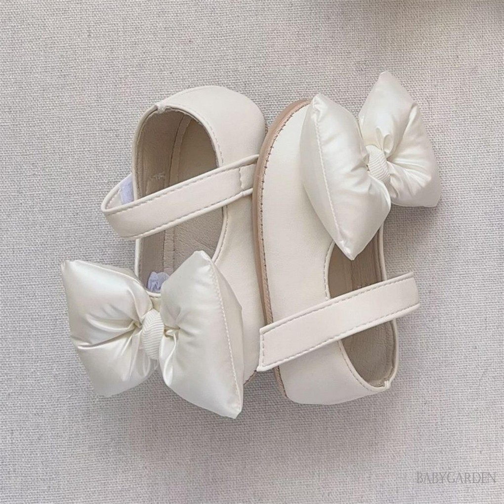 / / -Baby Girls Mary Jane Flats Puffy Bowknot Giày nôi sơ sinh chống trượt