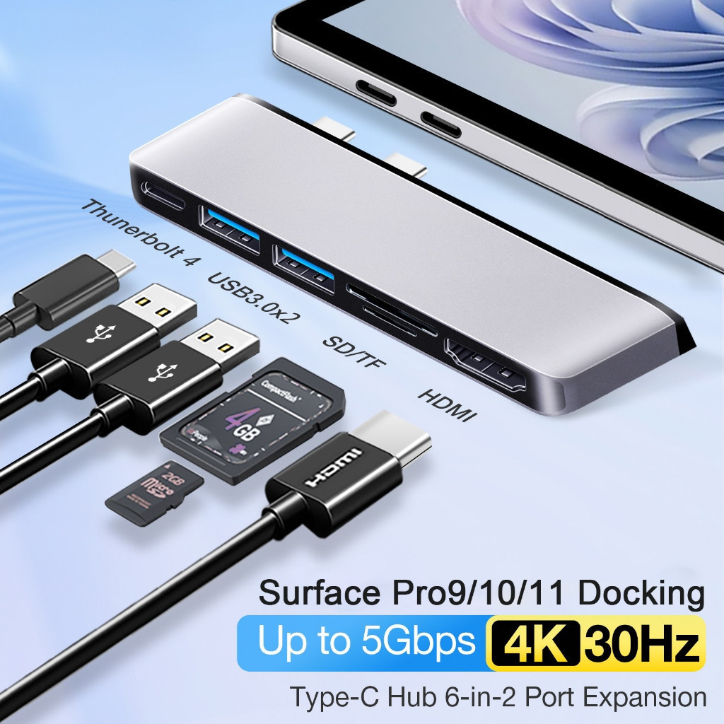 Surface Pro 12 inch /11/10/9/8/7/6/5 Hub Docking Station Adapter HDMI ...