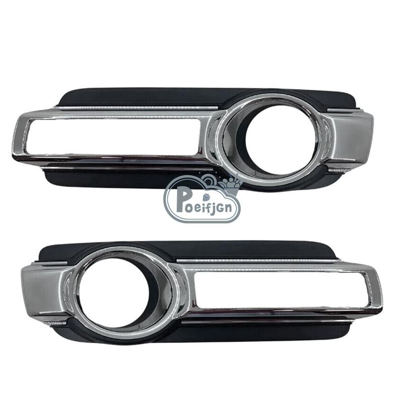 1 Cặp Vỏ Đèn Sương Mù Bạc & Đen ABS Cho Mitsubishi Montero Pajero 4 IV MK4 V93 2015-2020 Chạy Ban Ngày Khung Đèn 6400G121 6407A122
