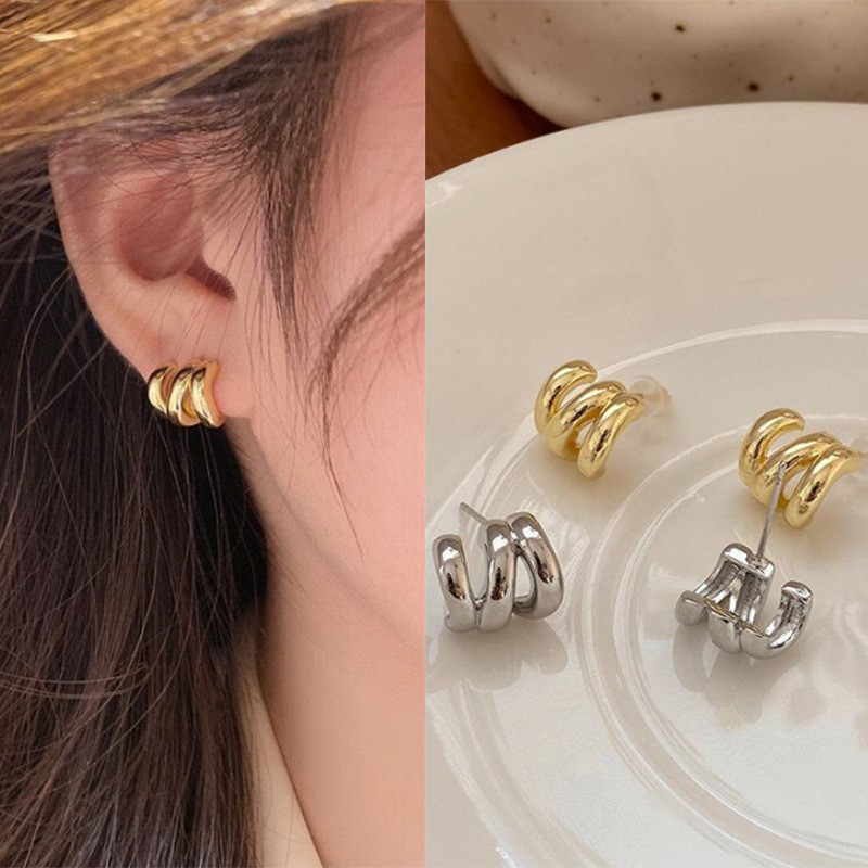 Bông tai nữ hình chữ C quấn thời trang Bông tai đơn giản cổ điển