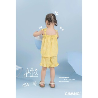 Chaang SS2025 Bộ ba lỗ cúc giữa, bộ hai dây  Sóng - cho bé