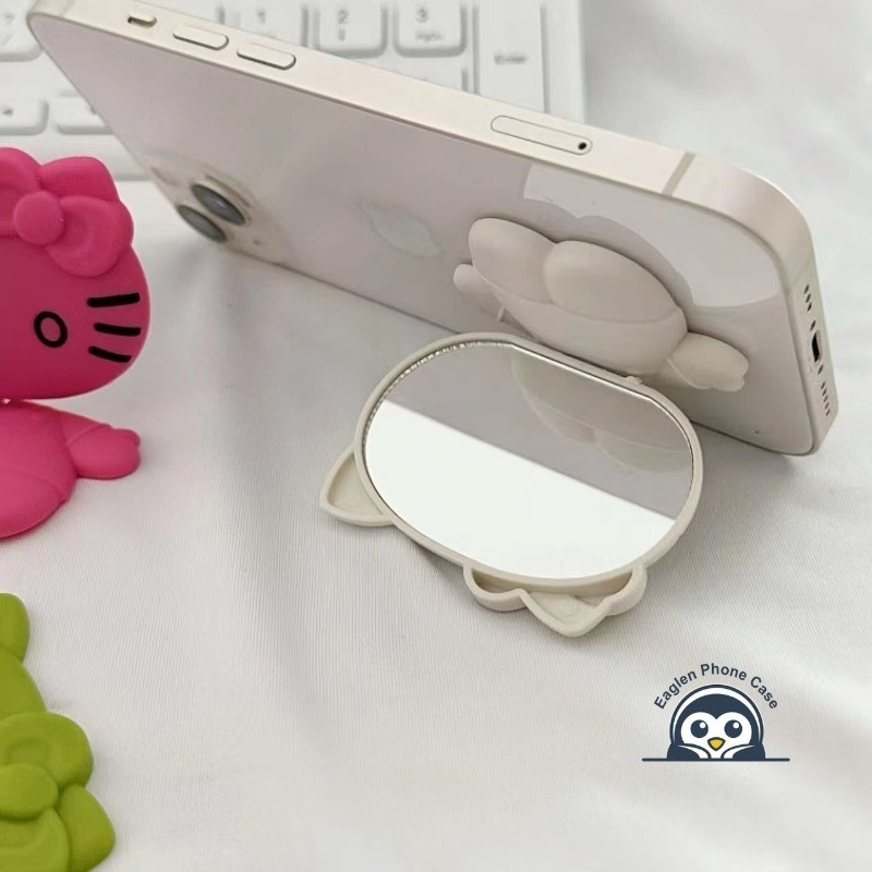 Nhiều Màu Mờ Vỏ Nhựa Dán Loại Màu Trơn Gương Mèo Kitty Giá Đỡ Điện Thoại Có Thể Được Sử Dụng Để Chạm Vào Trang Điểm Và Đồng Hồ Phim Truyền Hình