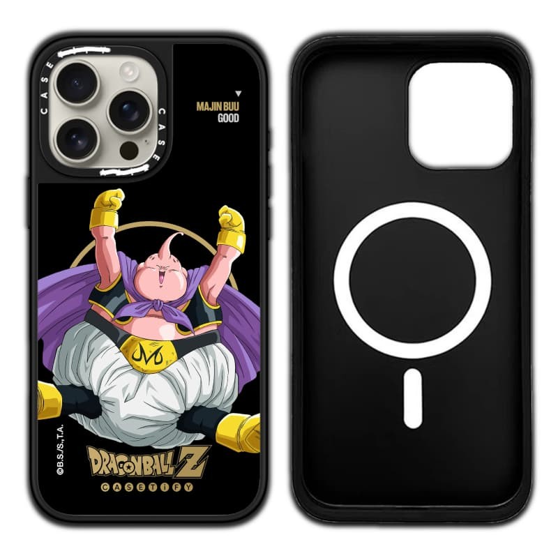 CASECASE X Dragon Ball Z MAJIN BUU Ốp lưng tốt hút từ tính Vỏ iPhone Gương đen & bạc IPhone 16 15 14 13 12 Pro Max Plus Ốp lưng cứng có hộp khắc logo
