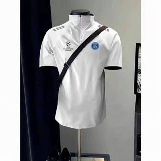 25 Football Sports Quick-Drying T-shirt Training Wear Men's Summer New Stand Collar Half Zip Breathable Thin Short-Sleeved T-shirt uOW0