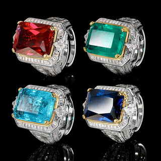 Châu Âu Mỹ ijns Phong Cách Mới Đáy Đồng Mạ Vàng Mô Phỏng Corundum Nhẫn Nữ Đá Chính 13 * 18