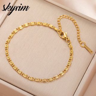 Vòng tay mạ vàng SKYRIM 18K dành cho nữ Thép titan Dainty Trang sức không phai màu