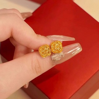Bông Tai Vàng Nhấp Nháy Nhỏ Vuông Cho Phụ Nữ 2025 Thời Trang Mới Vintage Trang Sức Thanh Lịch