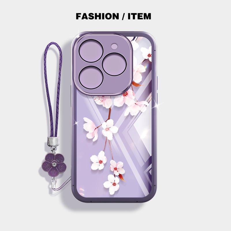 YBD Phong Cách Mới Hoa Đào Ốp Lưng Điện Thoại infinix Smart 8 HD Plus Pro ITEL P55 Hot 40i Hot 40 Pro Tecno Spark Go 2024 Spark 20 Pro 20C POP 8 KJ6 Có Dây Treo Hoa