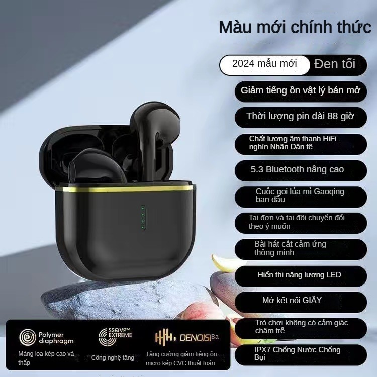 Tai Nghe Bluetooth Không Dây Thật Phong Cách Mới Nam Nữ Thể Thao Âm Thanh Chất Lượng Cao Tuổi Thọ Pin Dài Chính Hãng Earbu