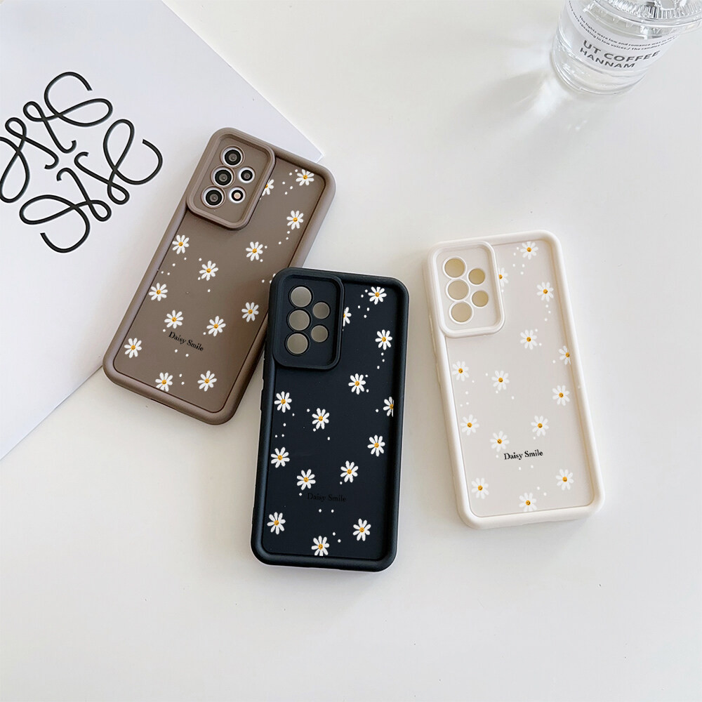 Ốp Điện Thoại Hoa Cúc Nụ Cười Dễ Thương Hoa Cúc Cho Samsung Galaxy A15 A55 A14 A16 5G S20 S23 S24 FE S25 Ultra Plus Ốp Mềm Mờ Họa Tiết Mát Mờ Bảo Vệ Camera Chống Sốc