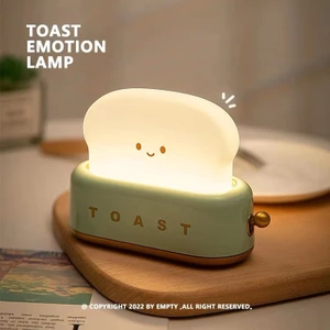 Máy Bánh Mì Đèn Ngủ Sáng Tạo Sạc USB Làm Mờ Đèn Để Bàn Đèn Led Đèn Ngủ Thời Gian Đèn Ngủ