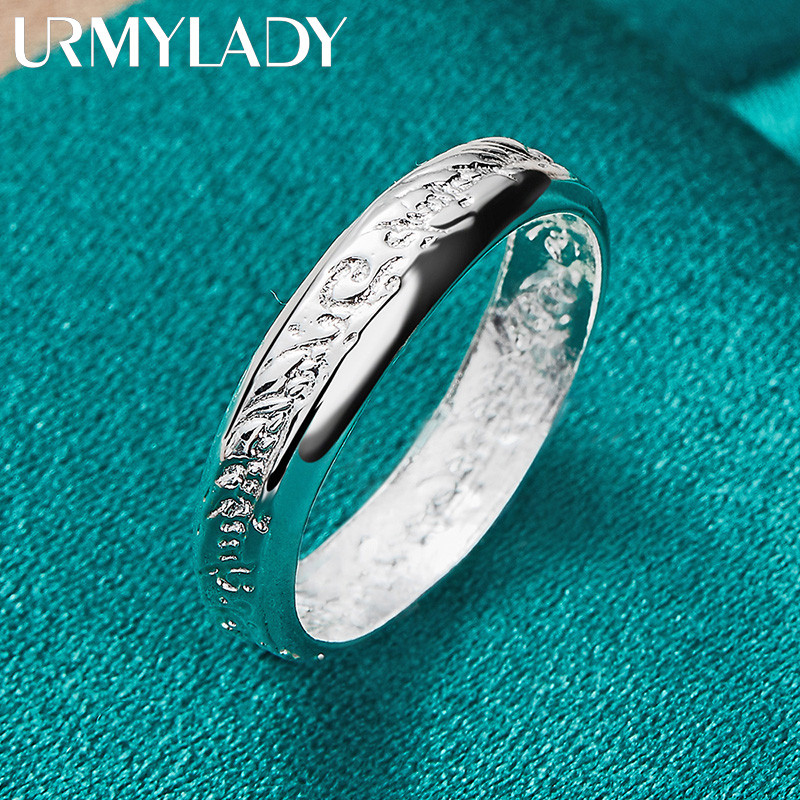 URMYLADY Bạc 925 Văn Bản Khắc 7-10 # Nhẫn Nữ Tiệc Cưới Thời Trang Quyến Rũ Trang Sức