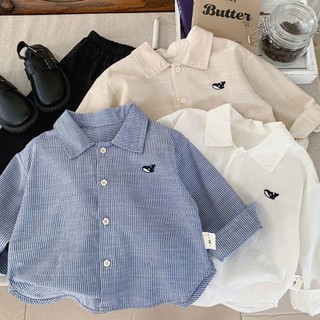 Áo sơ mi bé trai cotton trẻ em mùa thu phong cách phương Tây