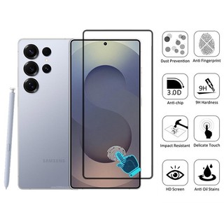 S25 Ultra 2 trong 1 Vân Tay Mở Khóa Phiên Bản Kính Cường Lực Bảo Vệ Màn Hình Cho Samsung Galaxy S25 S24 S23 Ultra Plus FE 5G 9D Kính Chiếu Phim & Ống Kính Máy Ảnh