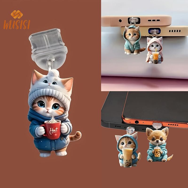 [WUSISI] Ổ cắm cổng sạc chống bụi điện thoại 2D dễ thương cho nút chặn chống bụi Type C Accessorie MỚI