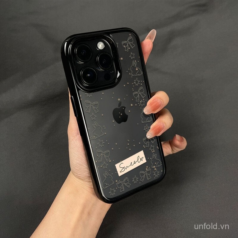 Nơ Thỏ Dễ Thương QYJS Ốp Lưng Điện Thoại Thích Hợp Cho IPhone 13 14 15 16 ProMax 11 12 PRO 14 15 16 PLUS X XS XR XSMAX 7 8 plus Soft Case ECTU