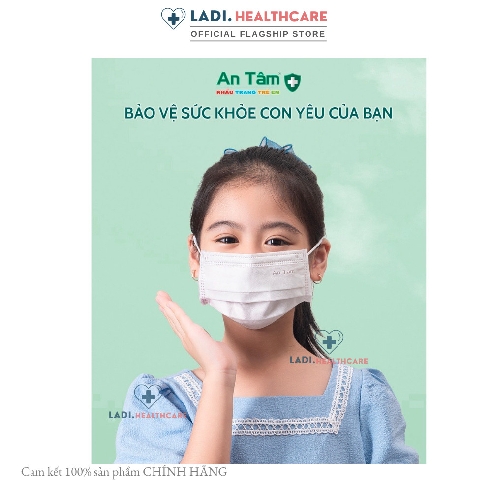 Khẩu trang y tế trẻ em An Tâm [Hộp 50 Cái] kháng khuẩn cho bé 3 đến 10 tuổi nhiều hoạ tiết