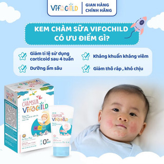 Kem bôi Chàm Sữa VIFOCHILD 30g Hỗ trợ giảm mụn sữa Viêm da cơ địa Mẫn đỏ Dịu mát da cho bé Baby 2