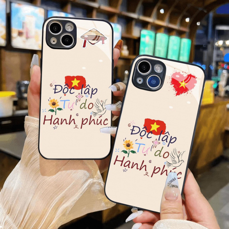 Độc lập - Tự do - Hạnh phúc Việt Nam Cờ Đỏ Star Wine Glass Case cho iPhone 16 17,15 14 13 12 11 8 7 6 6s 6p 7p 8p 6g 7g 8g