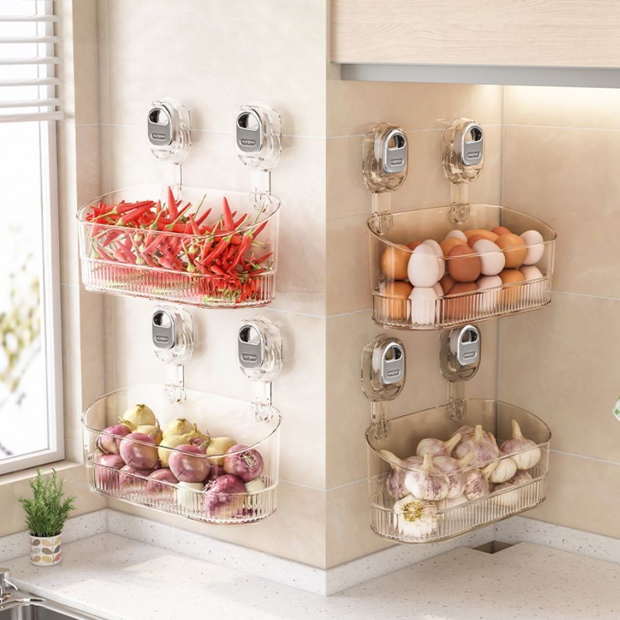 Kệ Để Đồ Nhà Tắm Cốc Hút Dán Tường, Giá Treo Nhà Bếp Chắc Chắn Kèm Lỗ Thoát Nước Thông Minh