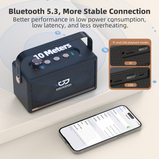 Loa Bluetooth Marshall GOOJODOQ 5.3 BT kết nối không dây âm trầm hỗ trợ cuộc gọi thẻ TF Đĩa U