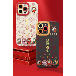 Ốp điện thoại Painted God of Wealth phù hợp cho iPhone16 / 15 / 14 / 13 / MINI / 12 / 11 / Pro MAX / X / 7 / 8 / 6 Vỏ bảo vệ toàn diện bằng silicon lỏng chống sốc và chống rơi