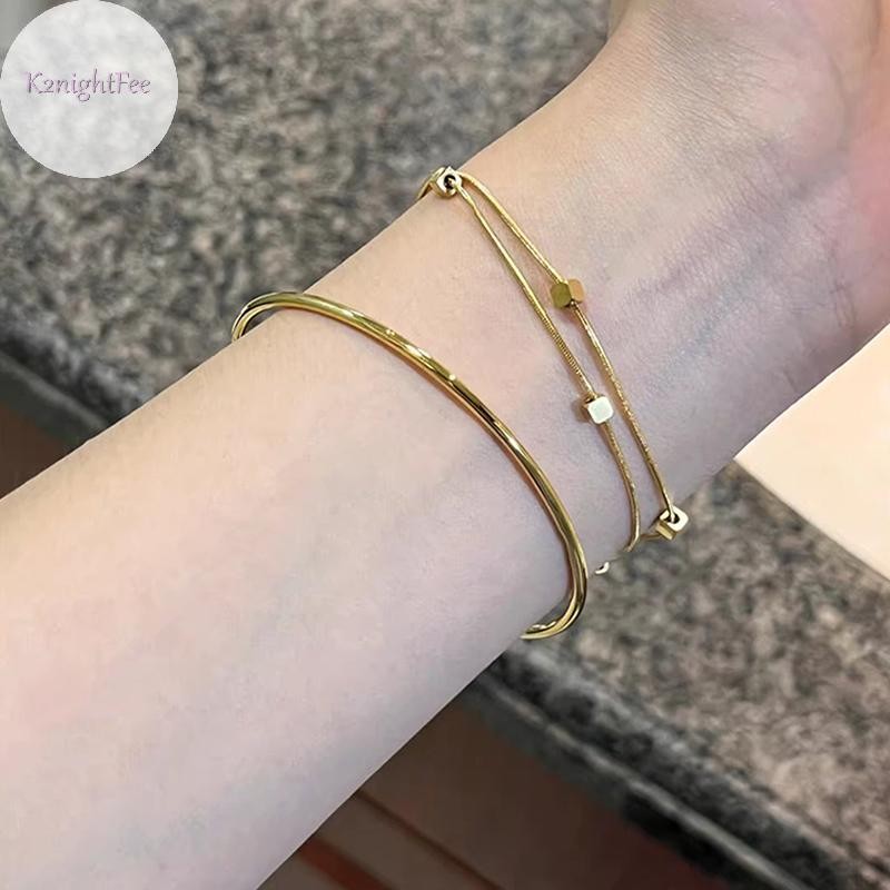 K2nightfee Đôi Nhỏ Vuông Vòng Tay Nữ Tính Khí Không Phai Màu Vòng Tay Thép Titan Trang Sức Quà Tặng VN