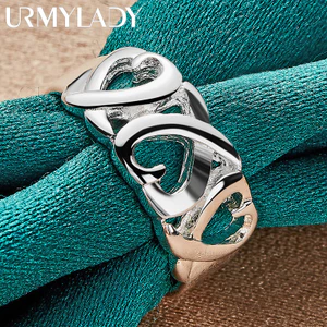 URMYLADY Bạc 925 Trái Tim Tình Yêu 6-10 # Nhẫn Nữ Tiệc Cưới Thời Trang Quyến Rũ Trang Sức