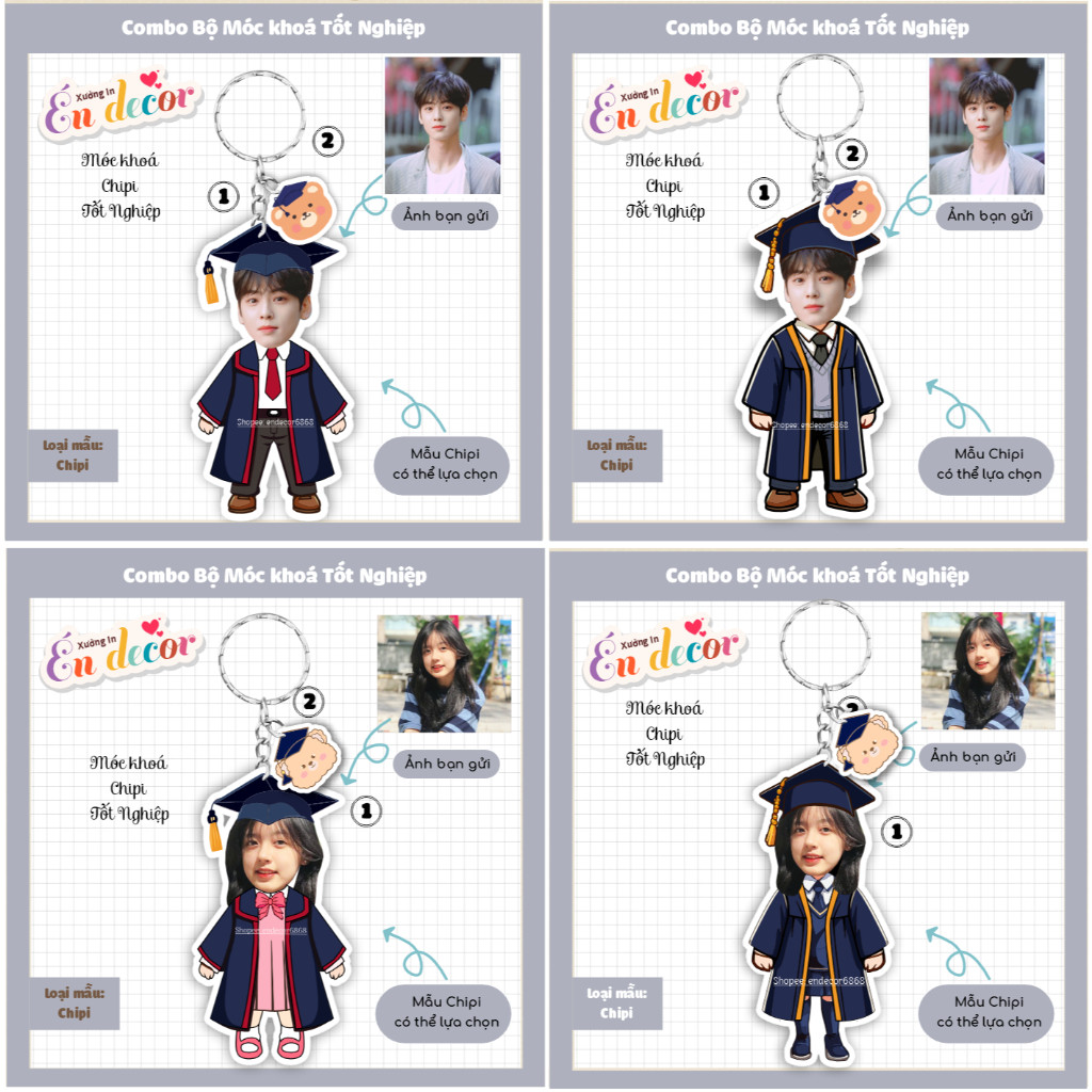 Quà tặng tốt nghiệp ý nghĩa- Móc khoá, standee, lò xo, standee lắc đầu - Sango